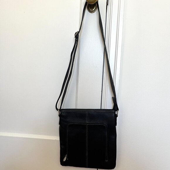 NWOT Genuine Leather Black Crossbody Bag - Picture 7 of 7